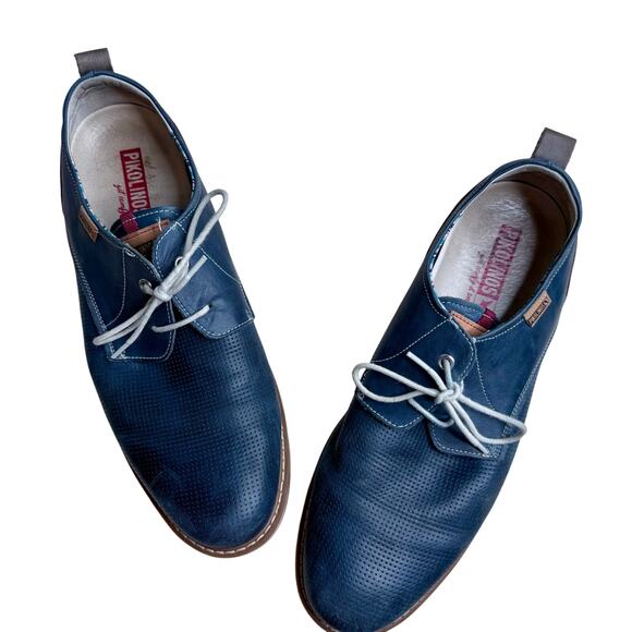 PIKOLINOS Men's 45 US 11, 11.5 Olvera Lace Up Oxford Leather Shoes Blue Brown - Picture 1 of 12
